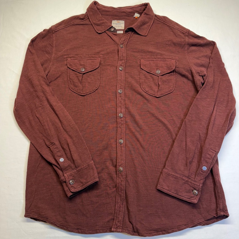 Tommy Bahama Jeans Shirt XL Island Modern Fit Cotton Button Front Coastal Maroon